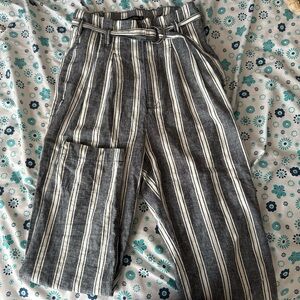 Abercrombie & Fitch Charcoal and Cream Striped Pants